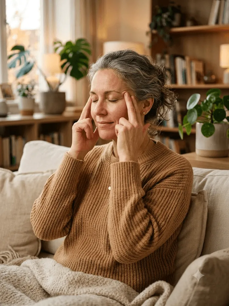 Woman taking deep breathing